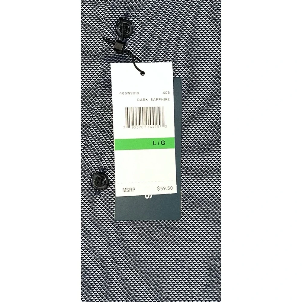 Perry Ellis Size Large Stretch Fit‎ Color, Dark, Sapphire, Men's Polo Shirt NWT